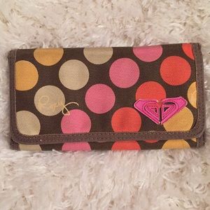 Roxy Multi Color Polka Dot Canvas Wallet